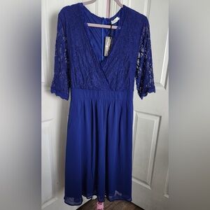 Elegant Blue Lace Dress